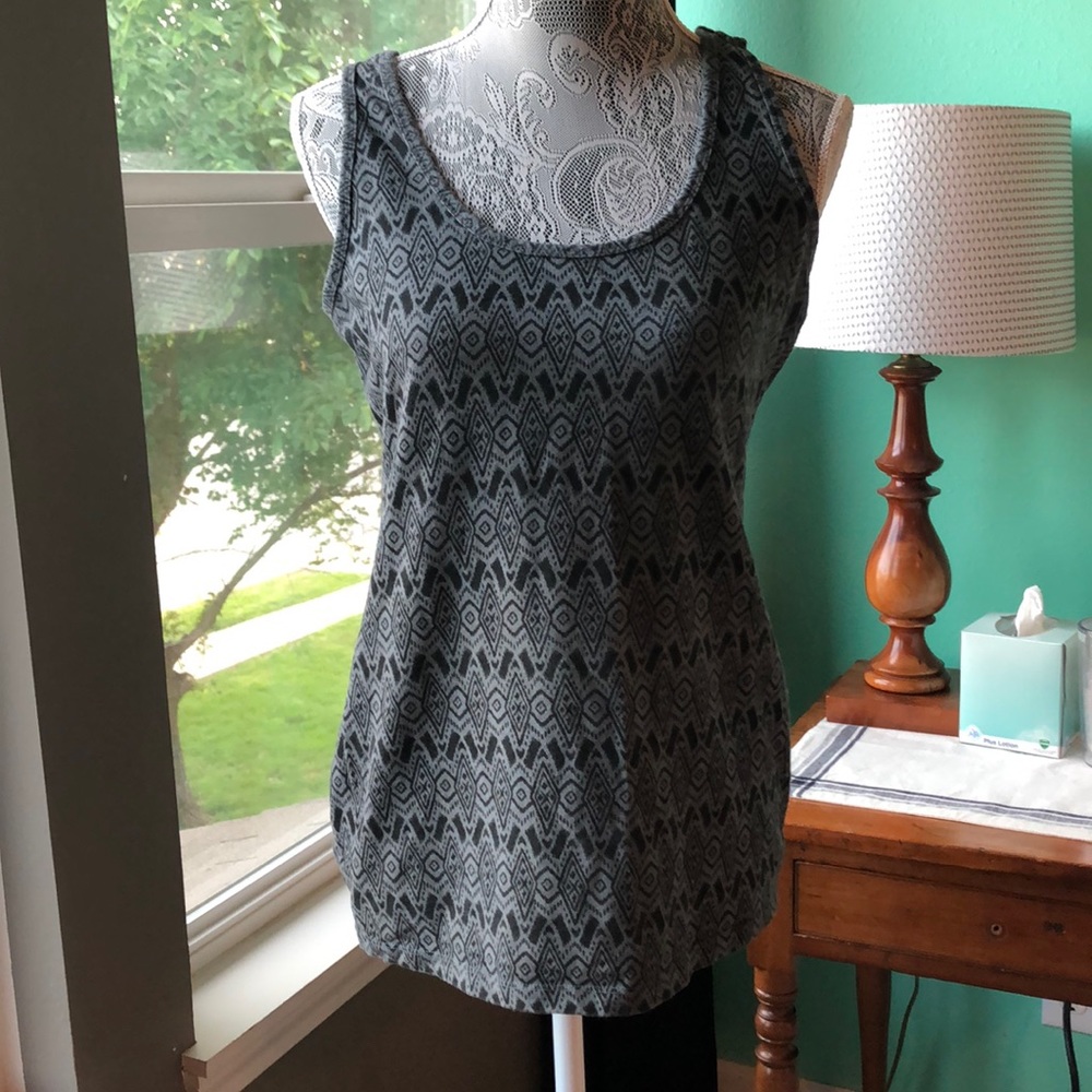 Black and grey printed tank